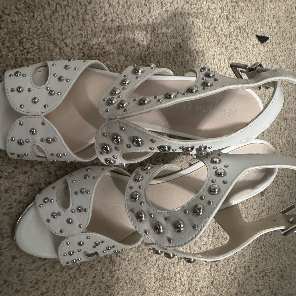 White with silver studs heels